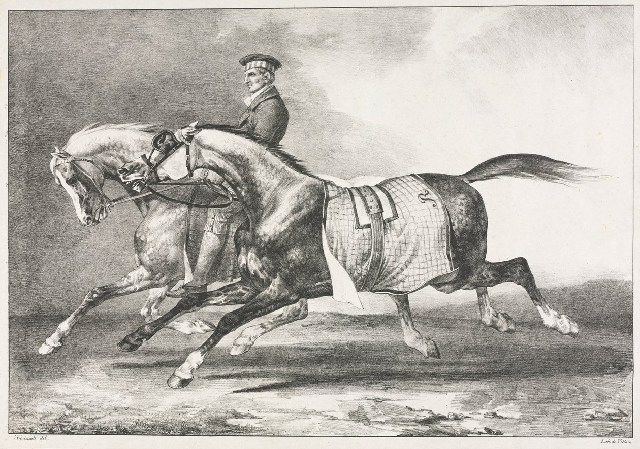 Egzersiz Yapan İki Benekli At, 1822. by Theodore Gericault
