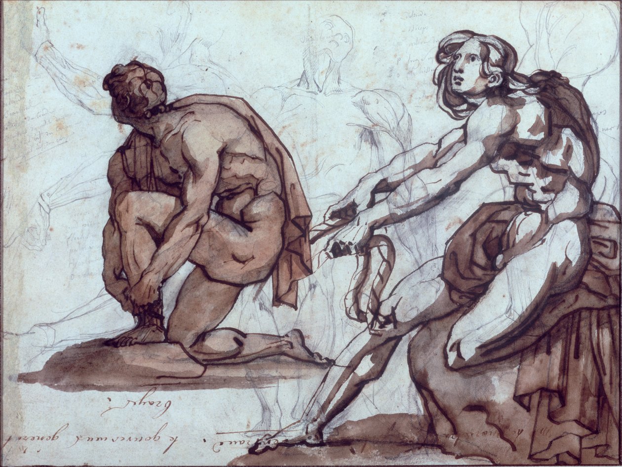 iki çıplak figür by Theodore Gericault