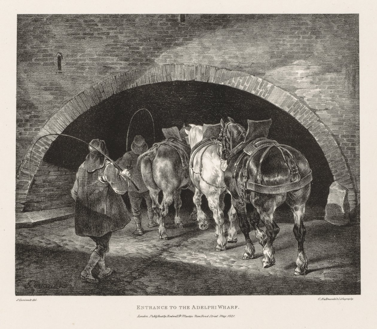 Yaşamdan ve Taştan Çizilmiş Çeşitli Konular: Adelphi İskelesi Girişi by Theodore Gericault