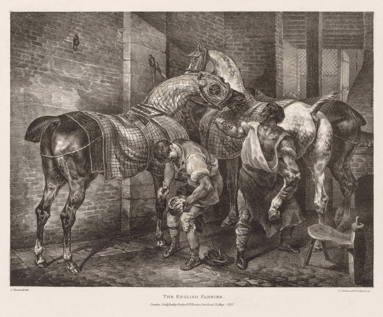 Yaşamdan ve Taştan Çizilmiş Çeşitli Konular: İngiliz Farrier, 1821. by Theodore Gericault