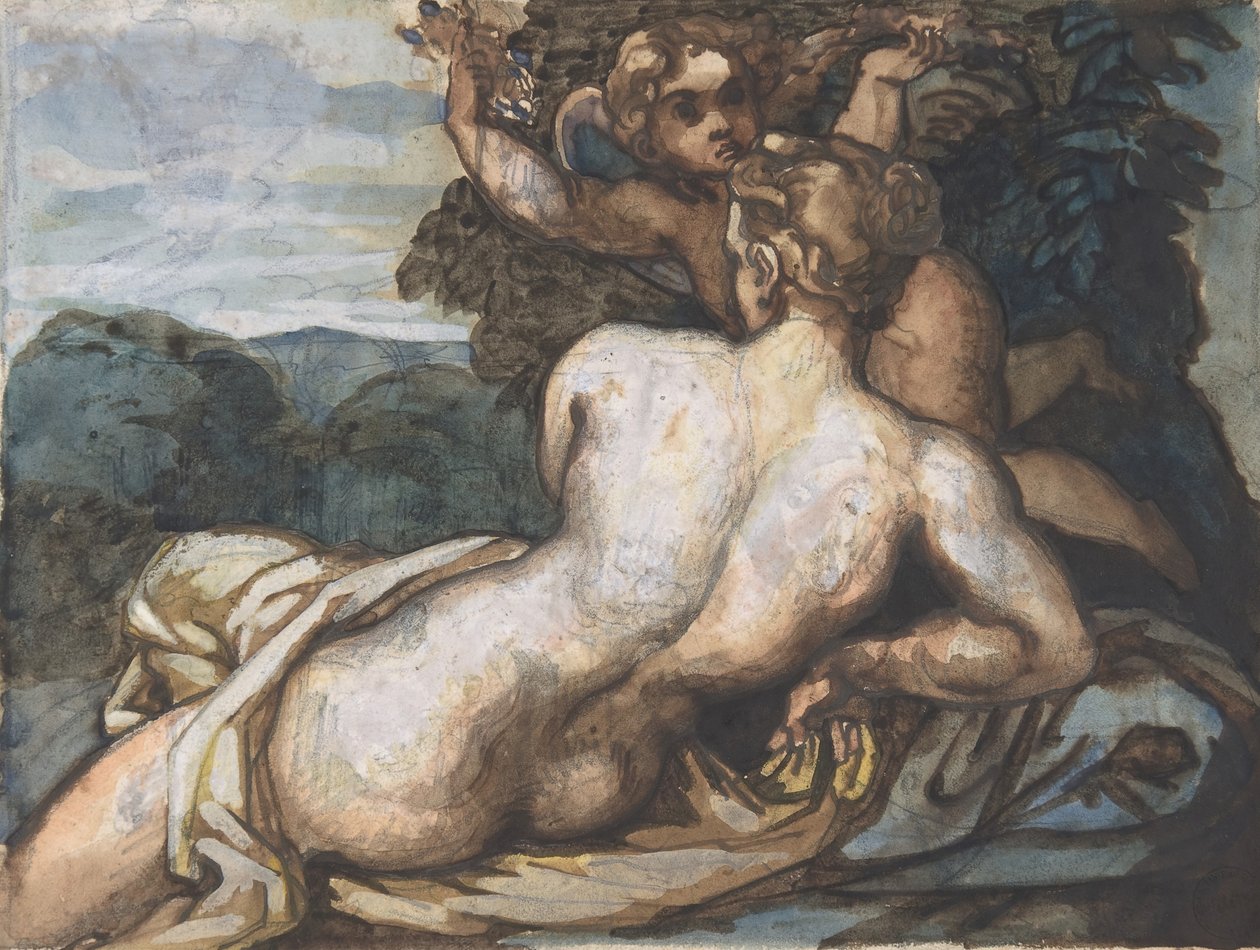 Bir Manzarada Venüs ve Aşk Tanrısı, Annibale Carracci recto