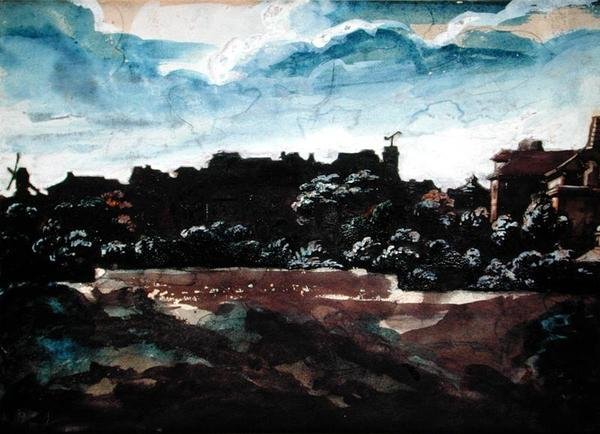 Montmartre tepelerinin görünümü (suluboya) by Theodore Gericault