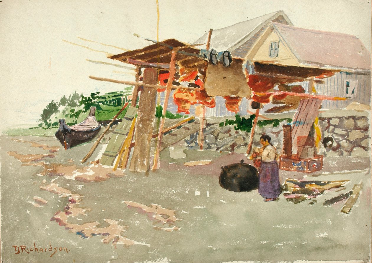 Somon Kurutma, Indian Village, Alaska, yak. 1880-1914. by Theodore J. Richardson