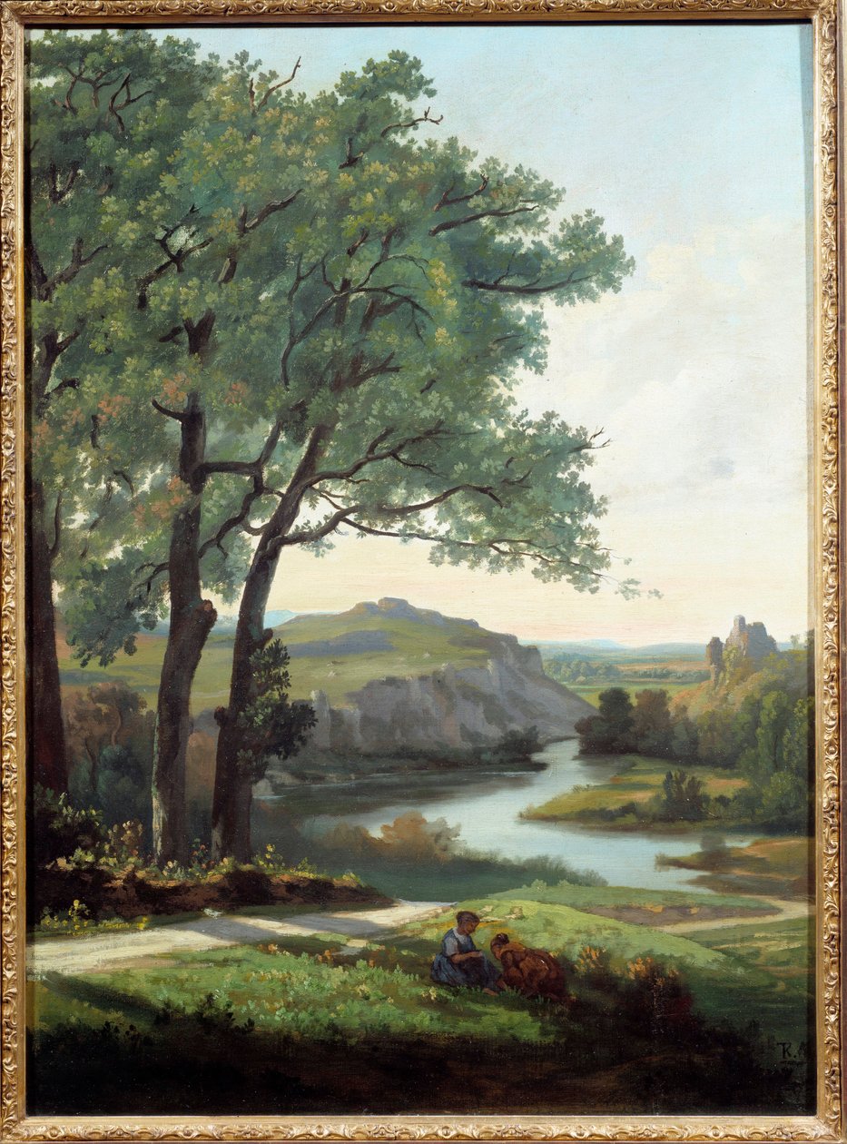 Ağaç ve Göl ile Manzara Resmi Theodore Ravanat (1812-1882) 1860 Grenoble, Güzel Sanatlar Müzesi by Theodore Ravanat