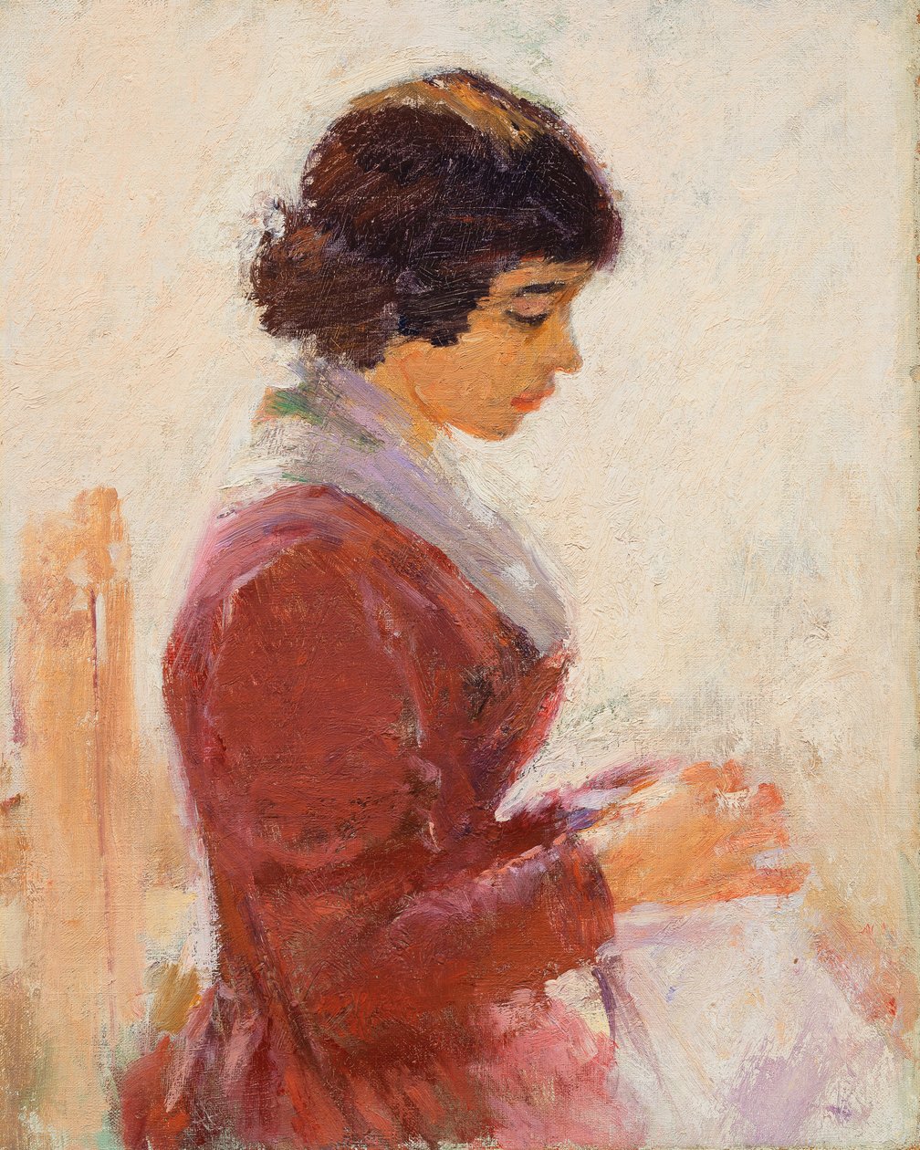 Kırmızılı Kız Dikiş, by Theodore Robinson