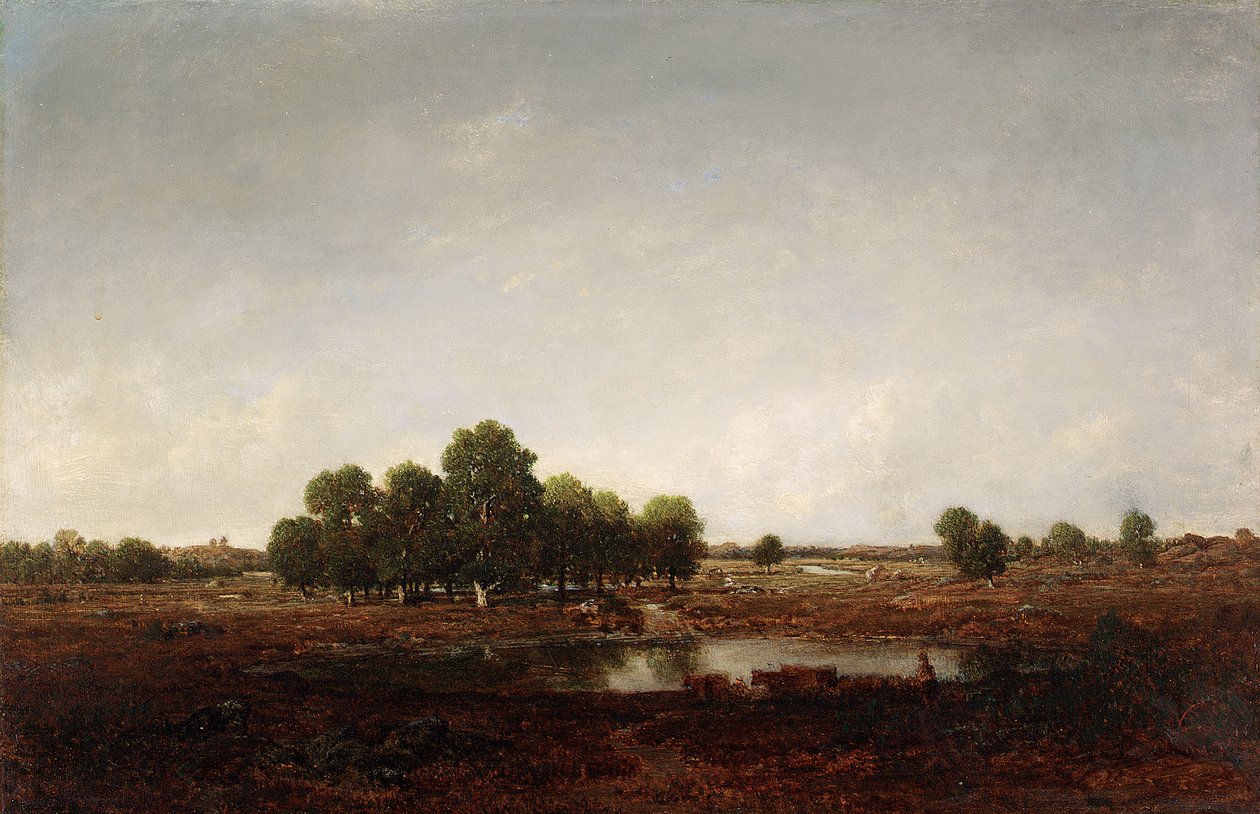 Bataklık ile manzara by Pierre Etienne Theodore Rousseau