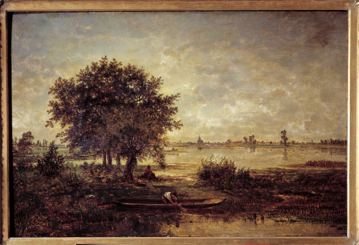 Theodore Rousseau (1812-1867) tarafından Loire Tablosunun kıyıları 19. yüzyıl Güneşi. 0.42x0.63 m Paris, Louvre Müzesi. by Pierre Etienne Theodore Rousseau