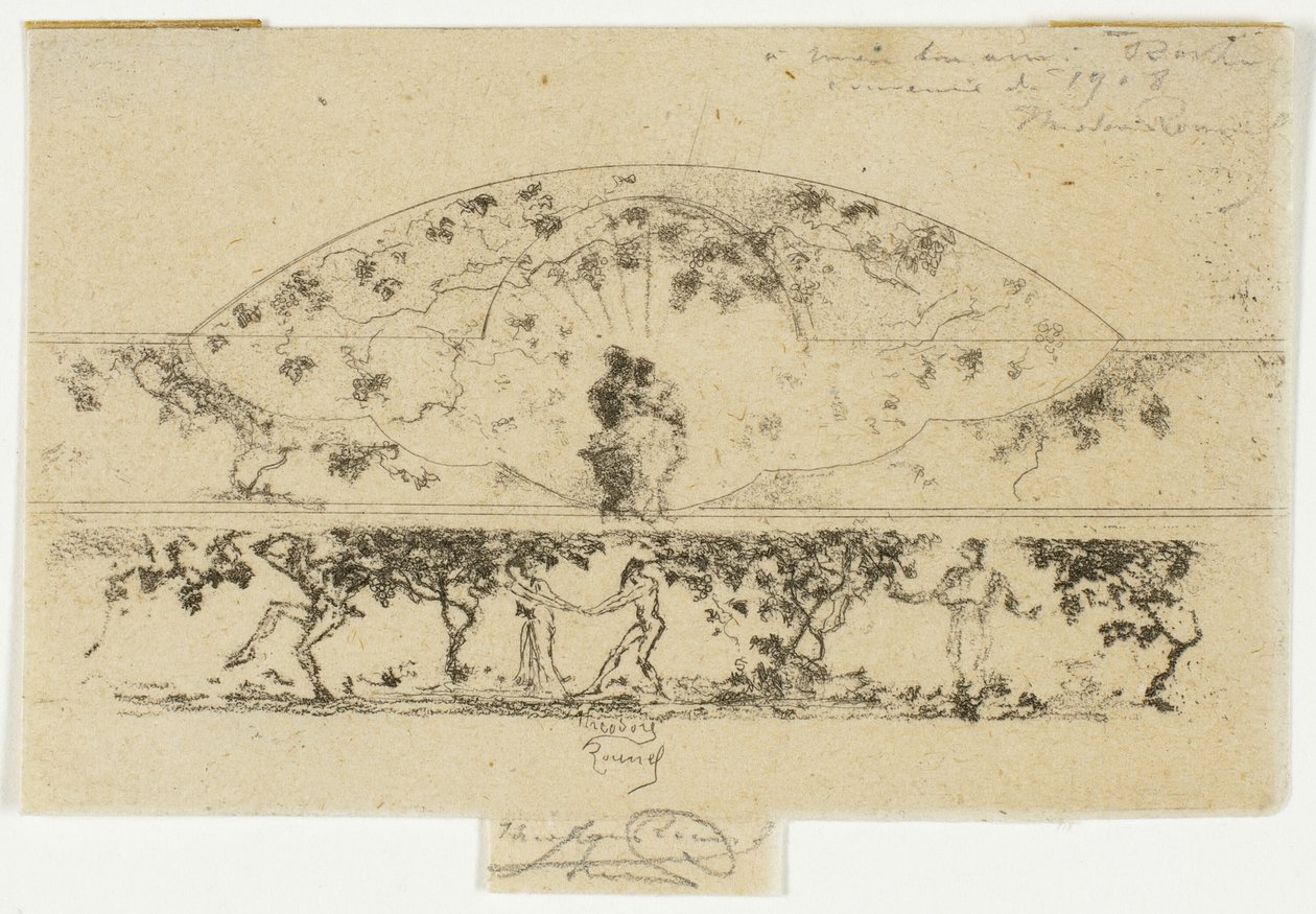 Bir Friz Madalyonunda Jüpiter ve Alcmene ve Periler ve Satirler, Bir Çerçevenin Süslenmesi Çalışması by Theodore Roussel