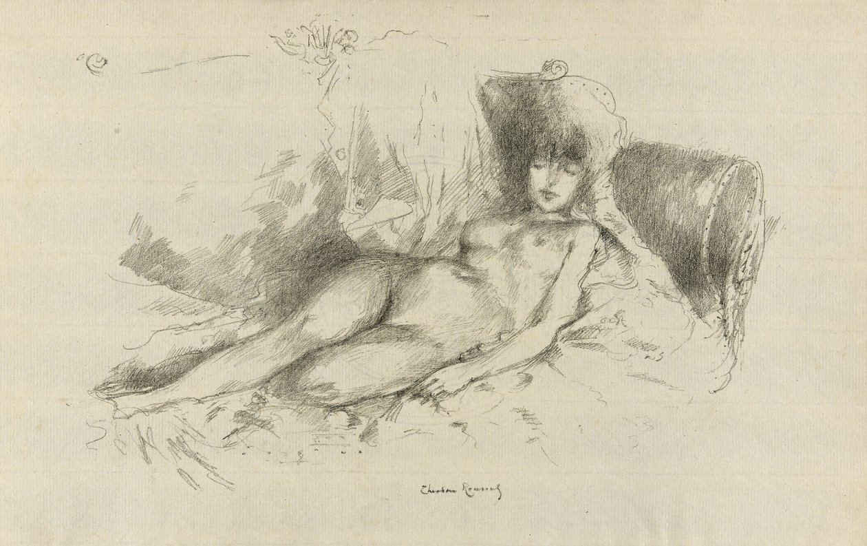 Çıplak, Uyuyan Kadından Çalışma by Theodore Roussel