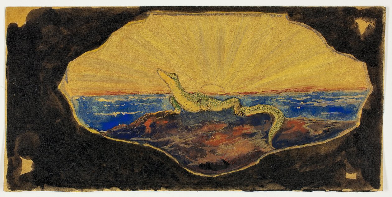 Çerçeve Kartuş (Semender) için İsimsiz Çizim by Theodore Roussel