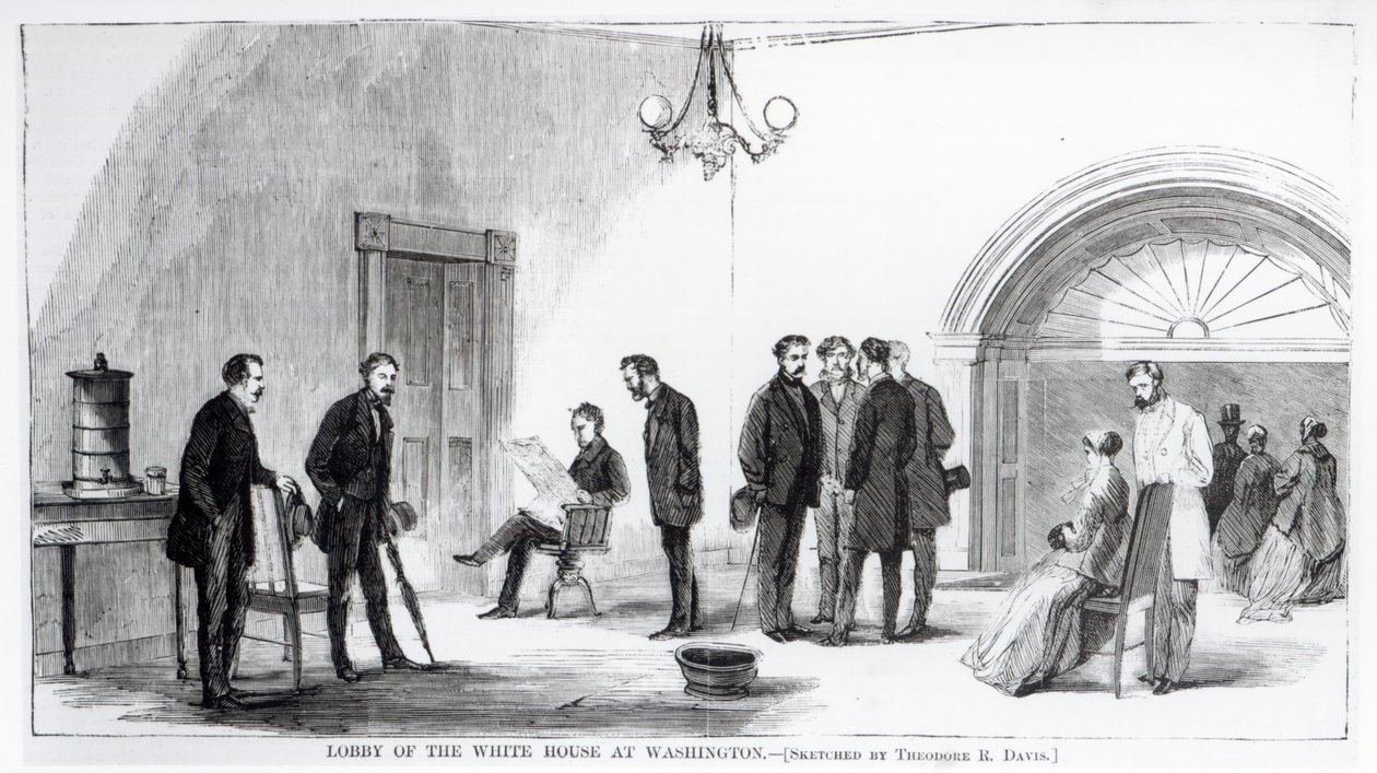Lobby of the White House at Washington   by Theodore Russell Davis