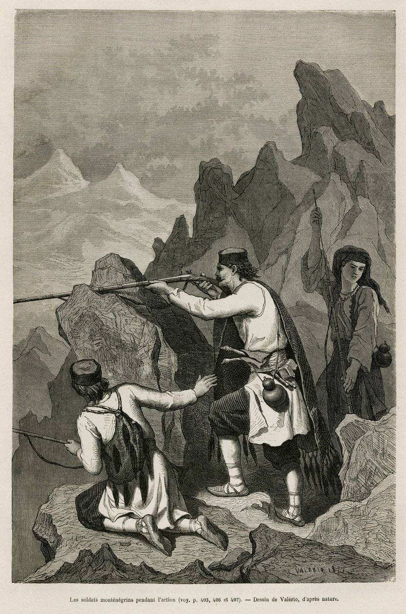 Eylem sırasında Karadağ askerleri, 1876 Savaşı sırasında, Sırbistan ve Karadağ