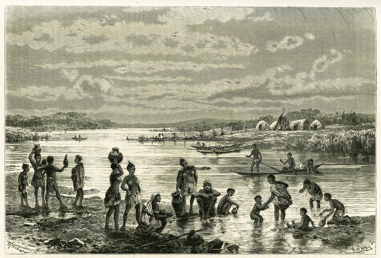 Zambeze Nehri kıyısındaki yaşam, marutlar temizliğine çok düşkündür ve onlar için yıkanmak ilk gerekliliktir. Th gravürü. Weber, 1875-1879