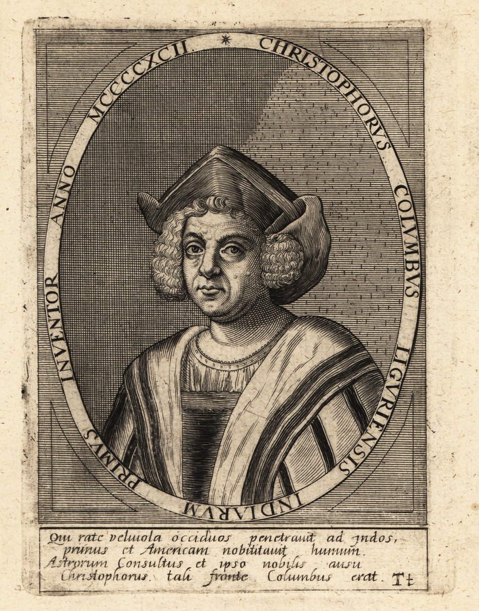 Christopher Columbus, İtalyan kaşif ve sömürgeci by Theodore de Bry