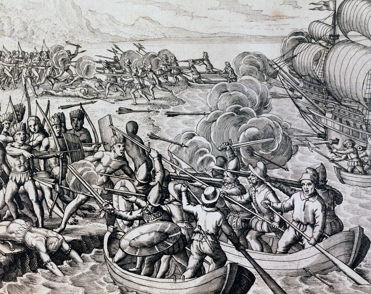 Yerli Kızılderililer ve İspanyol birlikleri arasındaki çatışma, Historia Americae