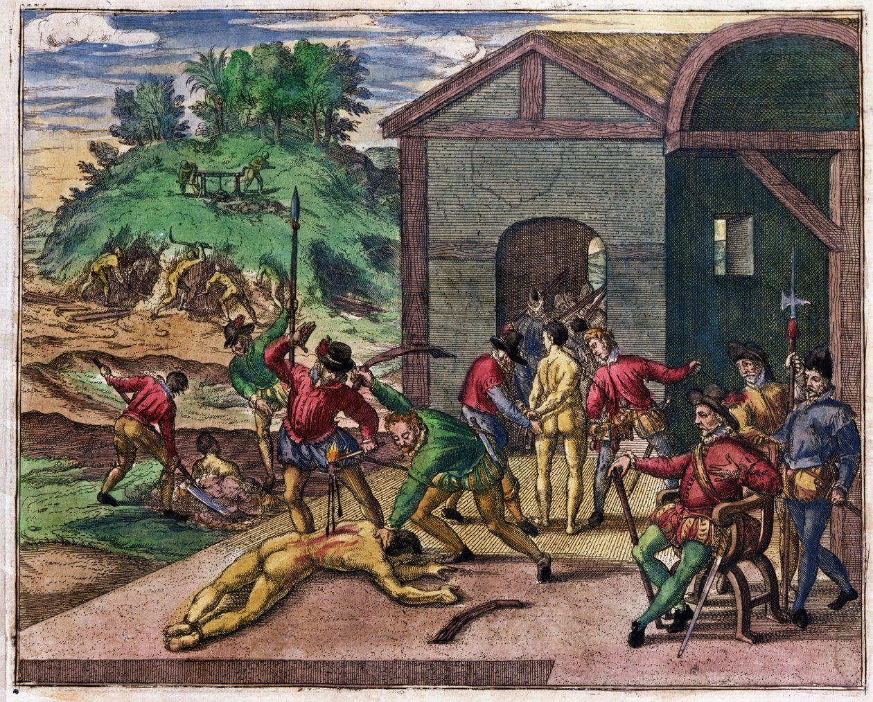 İspanyol Sömürgecilerinin Kızılderililere Karşı Zulüm, Meksika, c.1550 by Theodore de Bry