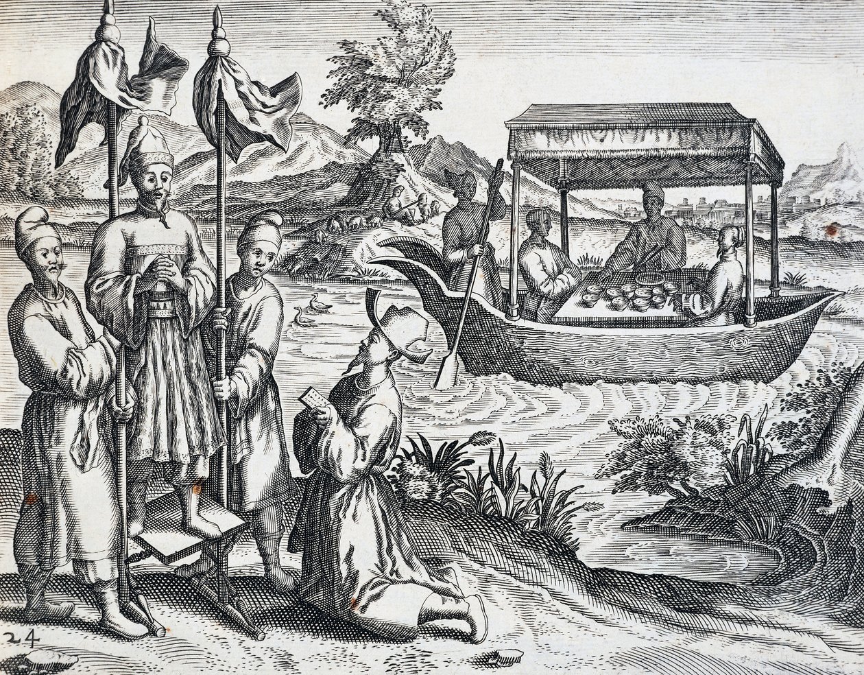 Jan Huyghen van Linschoten (1563-1611) tarafından 1583 ve 1592 arasında gerçekleştirilen yolculuktan, Theodor de Bry (1528-1598), Çin tarafından Hindistan Orientalis