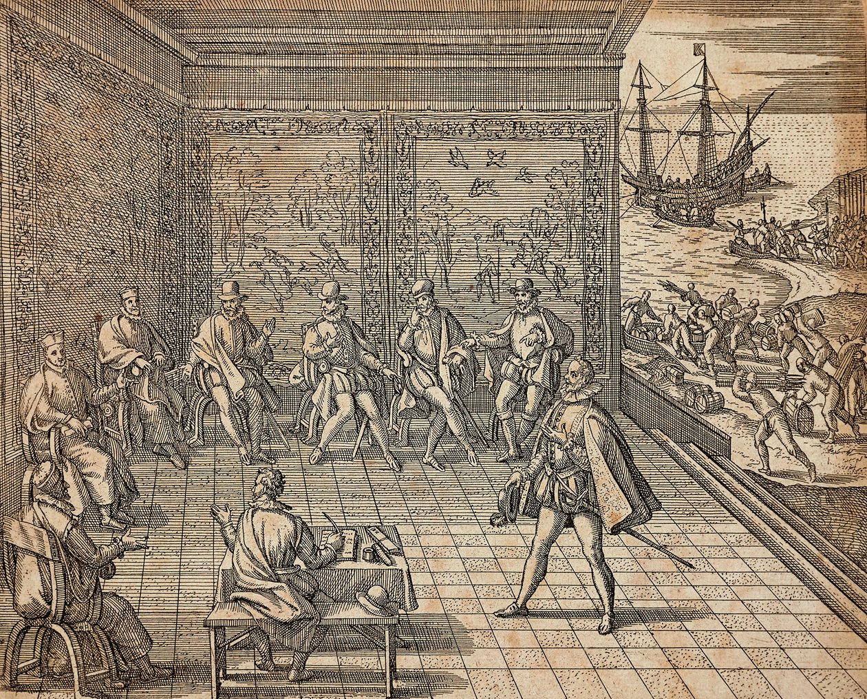 Francisco Pizarro Güney Amerika Seferine Hazırlanıyor, Theodor de Bry by Theodore de Bry