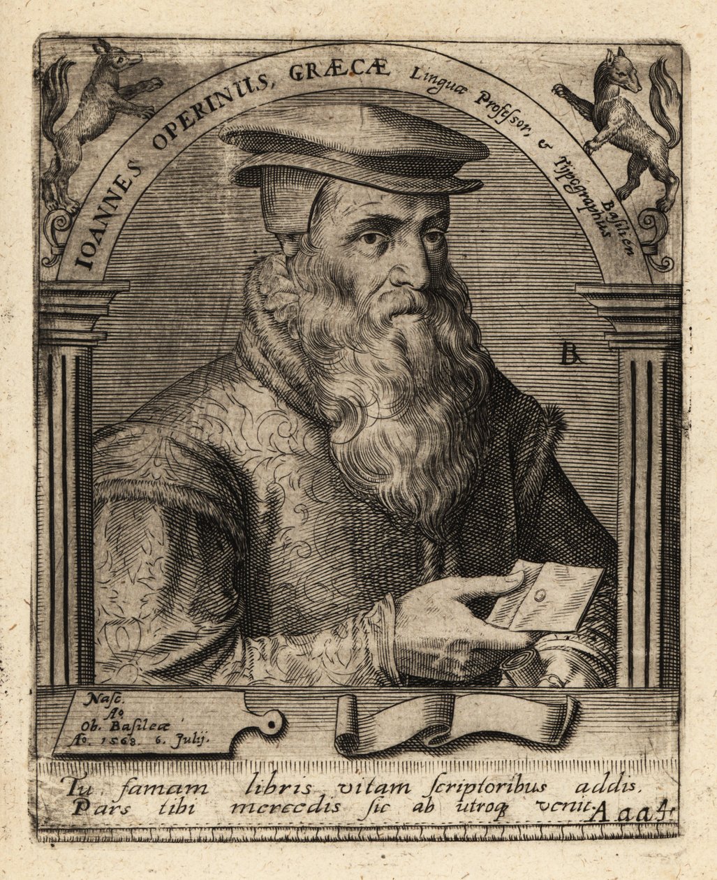 Hans Herbst, İsviçreli hümanist yazıcı. by Theodore de Bry