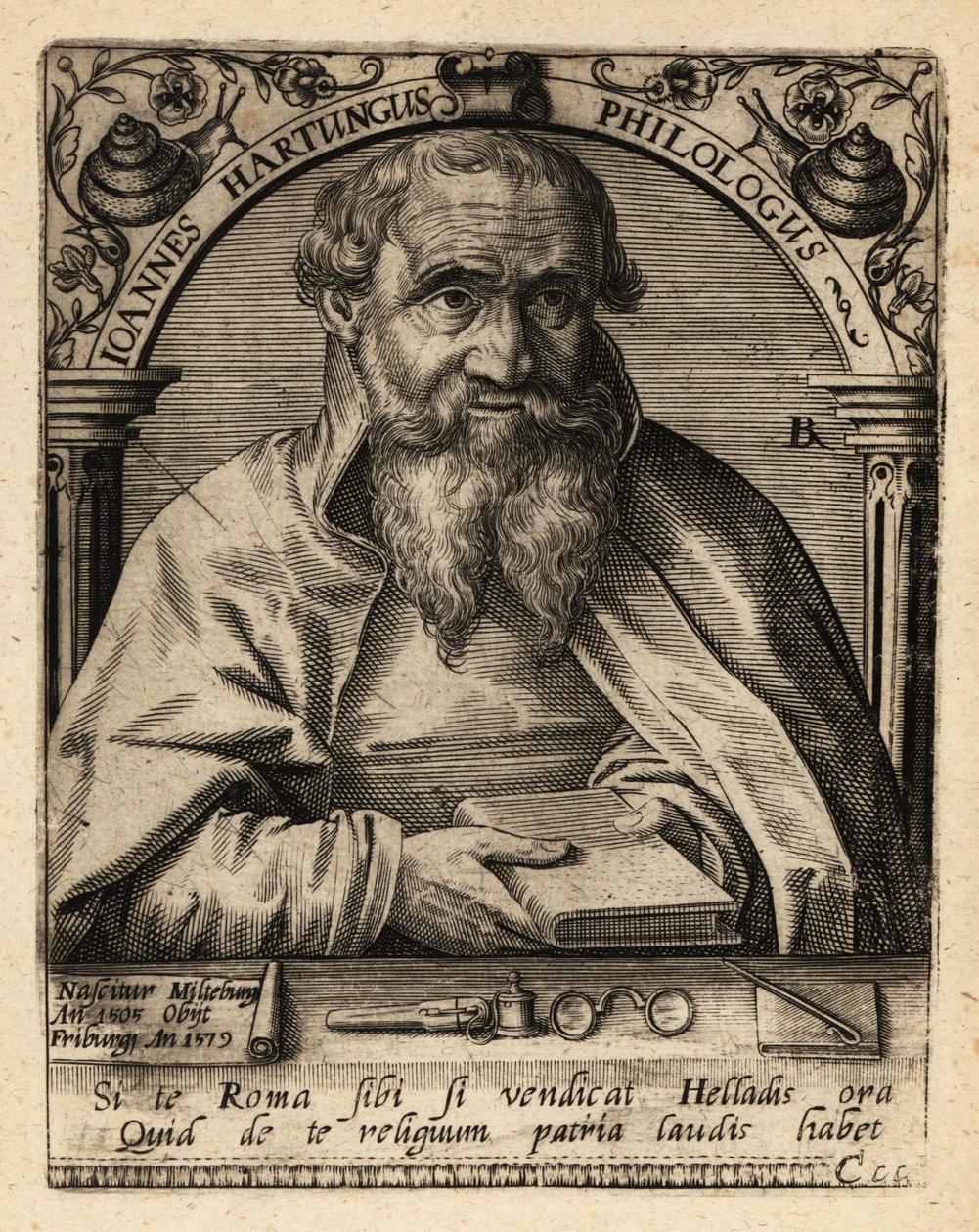 Johannes Hartung, Alman Graecist ve Hebraist by Theodore de Bry