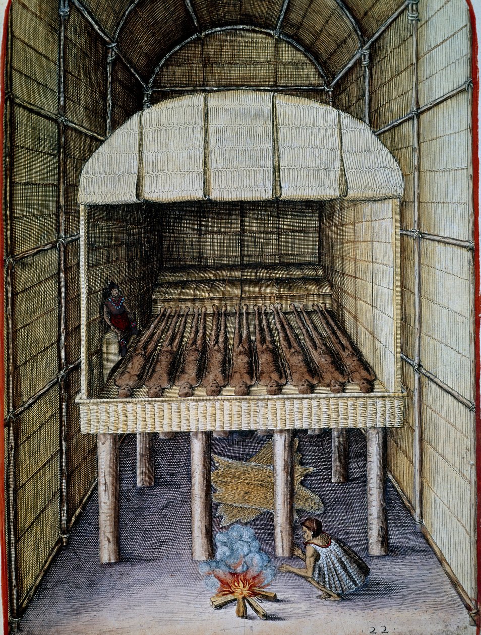 Yerlilerin hayatı, ölülerin gömülmesi, Theodor de Bry (1528-1598), Admiranda Narratio