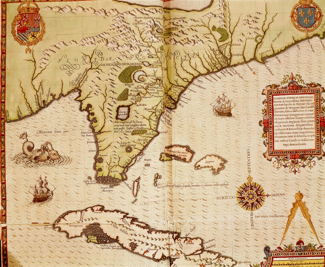 Theodore de Bry tarafından Florida ve Küba Haritası by Theodore de Bry