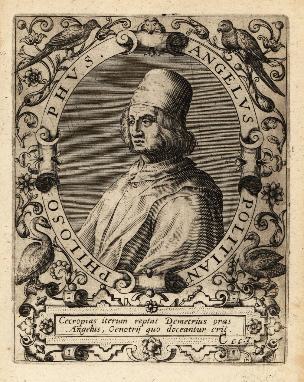 Poliziano, İtalyan klasik bilim adamı. by Theodore de Bry