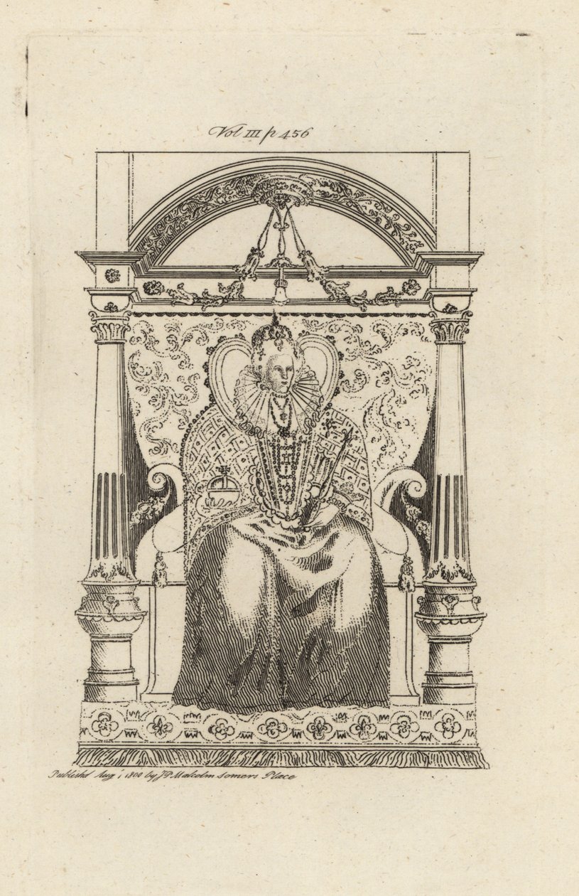 Vitray pencereden İngiltere Kraliçesi I. Elizabeth. by Theodore de Bry