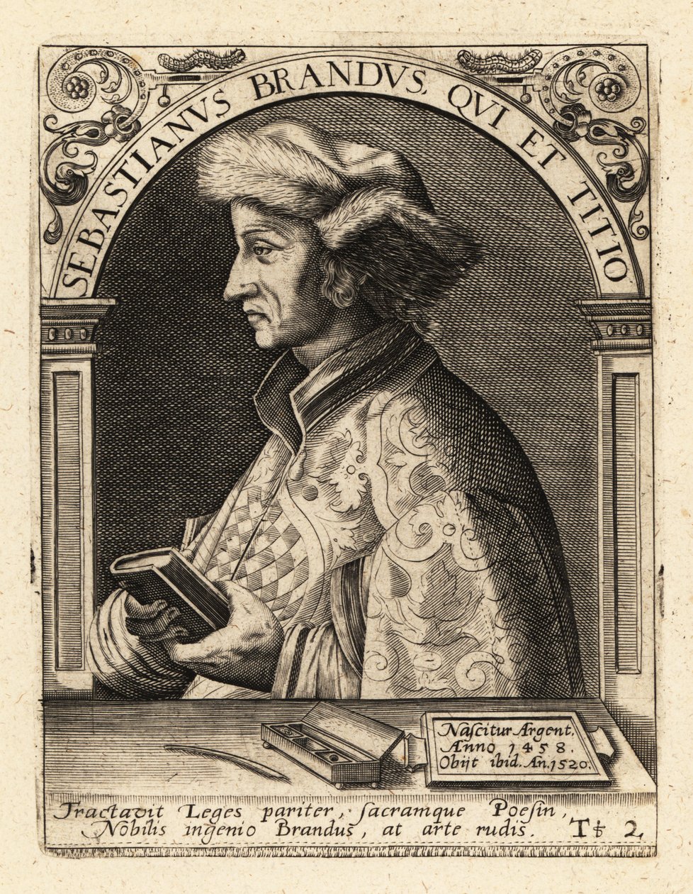 Sebastian Brant, Alman hümanist ve hicivci. by Theodore de Bry