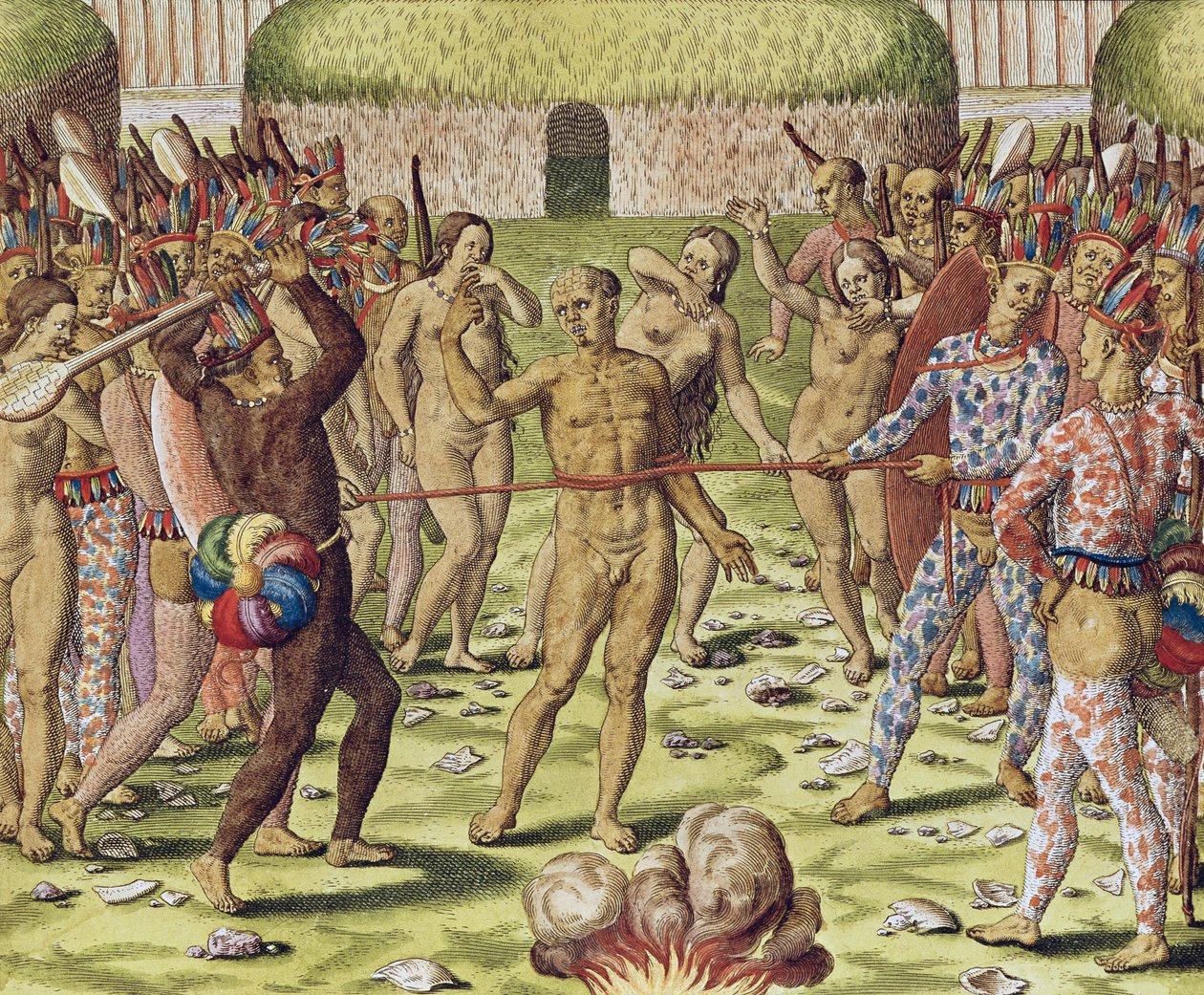 Topinambous Kızılderilileri Tarafından Bir Düşmanın İnfazı, 1562 by Theodore de Bry