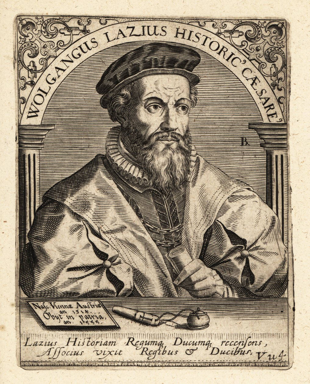 Wolfgang Laz, Avusturyalı haritacı ve tarihçi. by Theodore de Bry