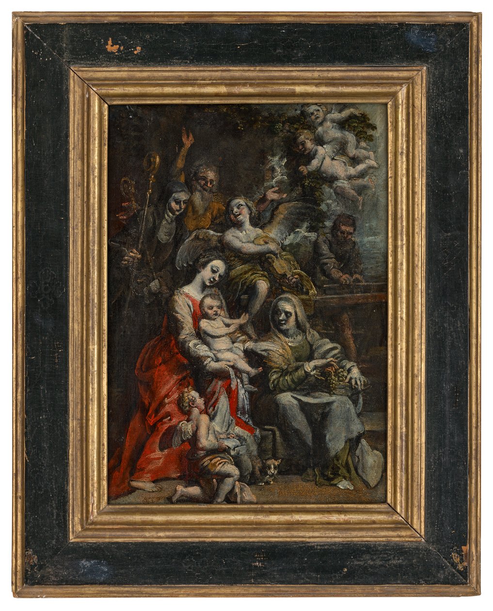Aziz Anne, Diğer Azizler ve Meleklerle Kutsal Aile (panel üzerine yağlıboya) by Theodore van Loon