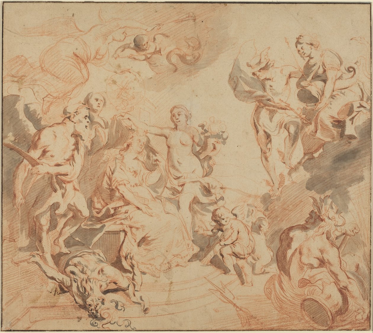 Antwerp Bollukla Kutsanmış, c.1648 (kağıt üzerine kırmızı tebeşir) by Theodore van Thulden