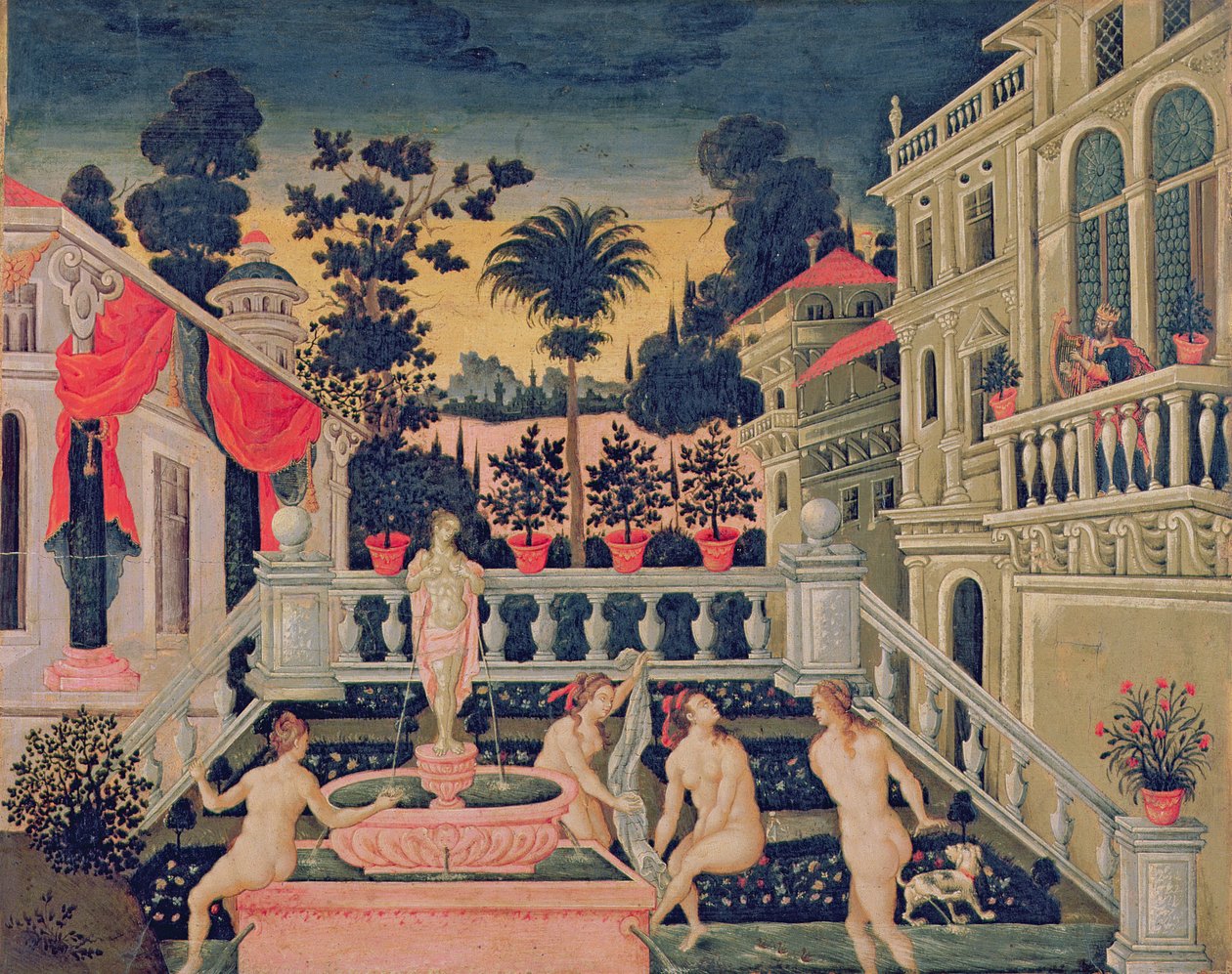 David Bathsheba Banyosunu İzlerken, c.1650 by Theodoros Pulakis