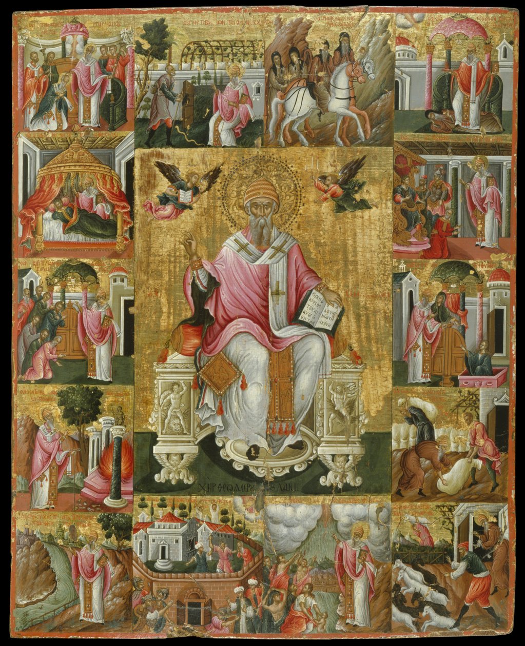 Hayatının Sahneleri ile St Spyridon Simgesi (panelde yumurta tempera) by Theodoros Pulakis
