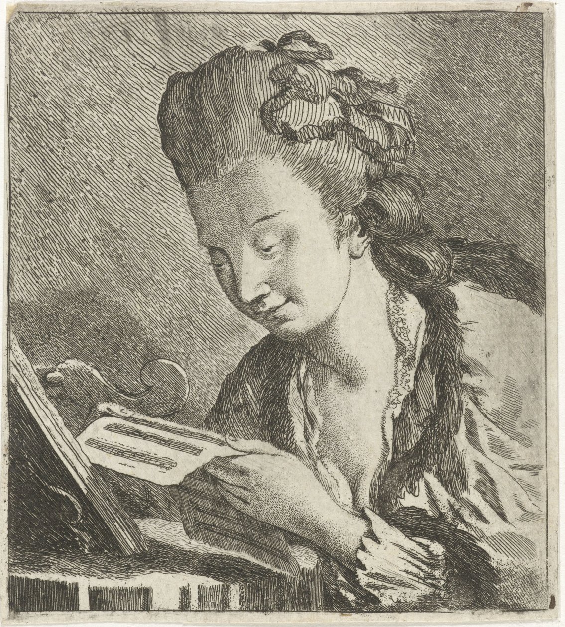 Nota okuyan genç kadın by Theodorus de Roode