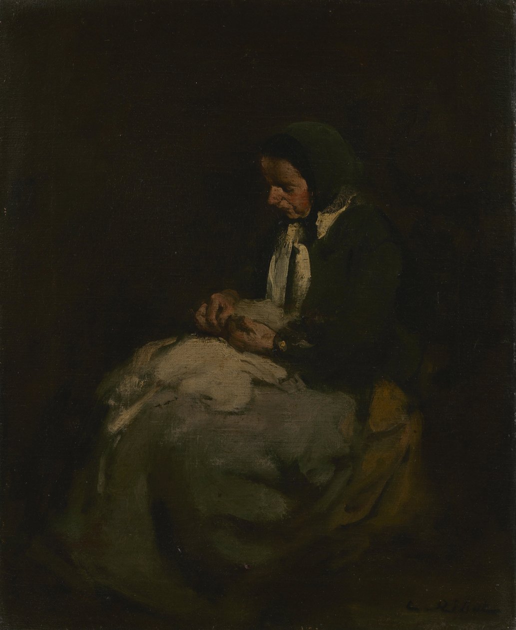 Kadın Dikiş by Auguste Theodule Ribot