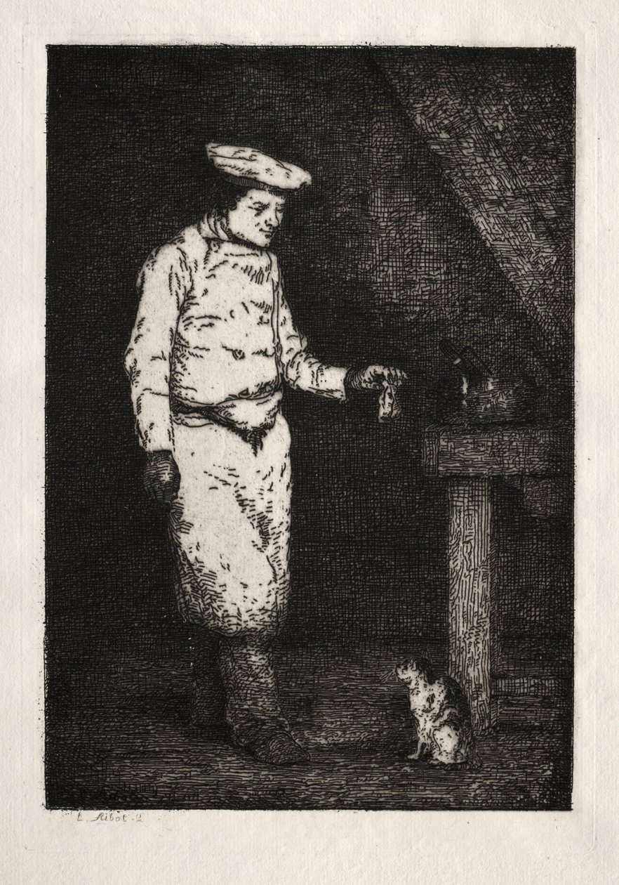 kedinin öğle yemeği by Theodule Ribot