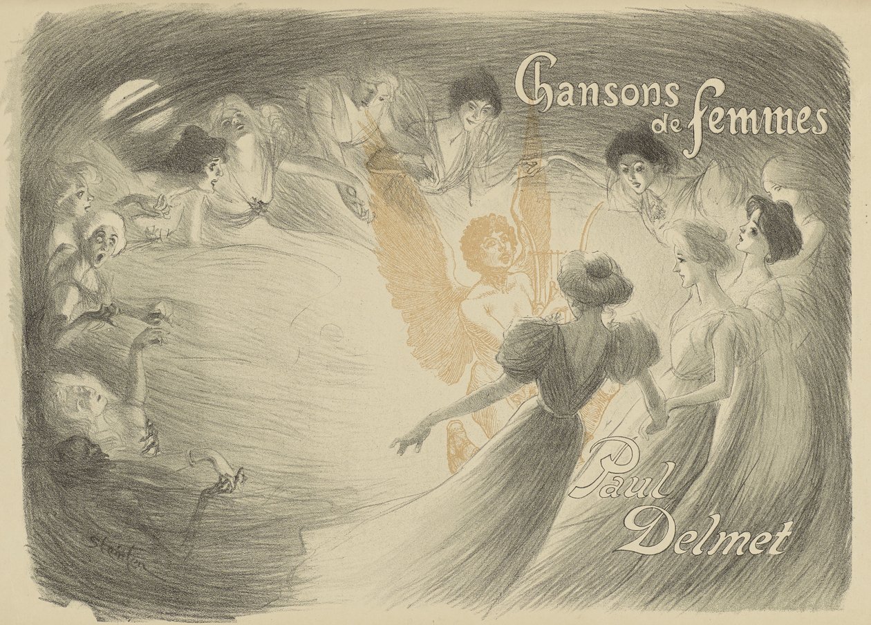 Chansons de femmes kitabından kapak, 1897 (dokuma kağıt üzerine transfer litografisi) by Théophile Alexandre Steinlen