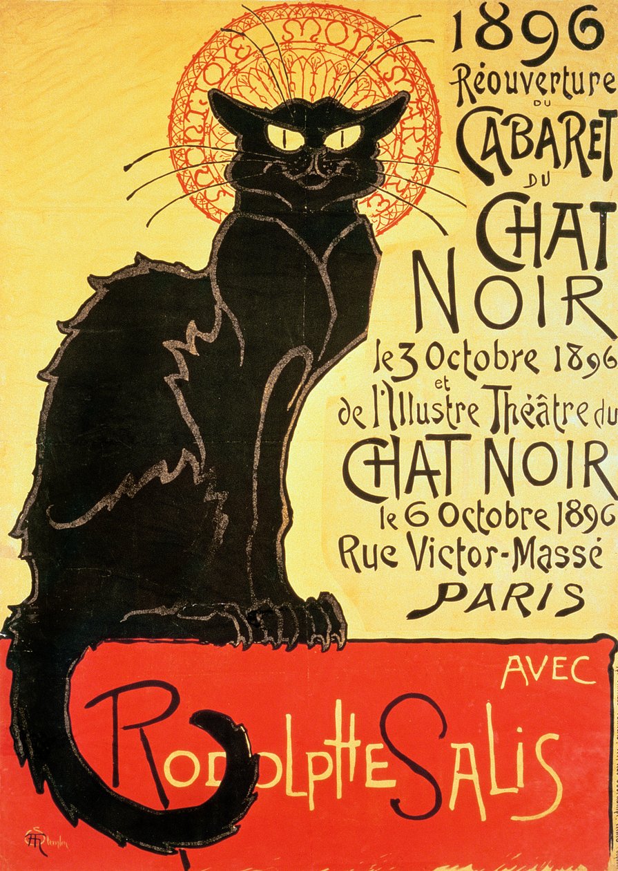 ಚಾಟ್ ನಾಯ್ರ್ ಕ್ಯಾಬರೆ, 1896 ಟರ್ಕ್‌ನ ಪುನರಾರಂಭ by Théophile Alexandre Steinlen