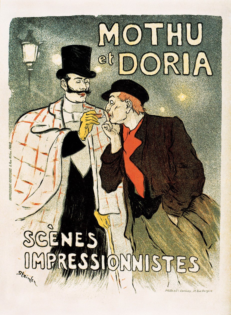 Şarkıcılar Mothu ve Doria için reklam afişi by Théophile Alexandre Steinlen