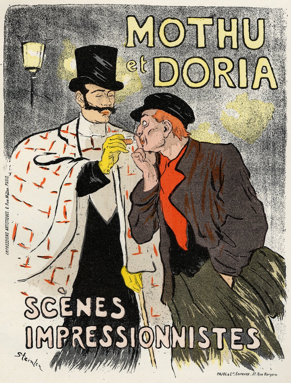 Sanat. eğlence. Şarkıcılar Mothu ve Doria. Poster Steinlen, Fransa by Théophile Alexandre Steinlen