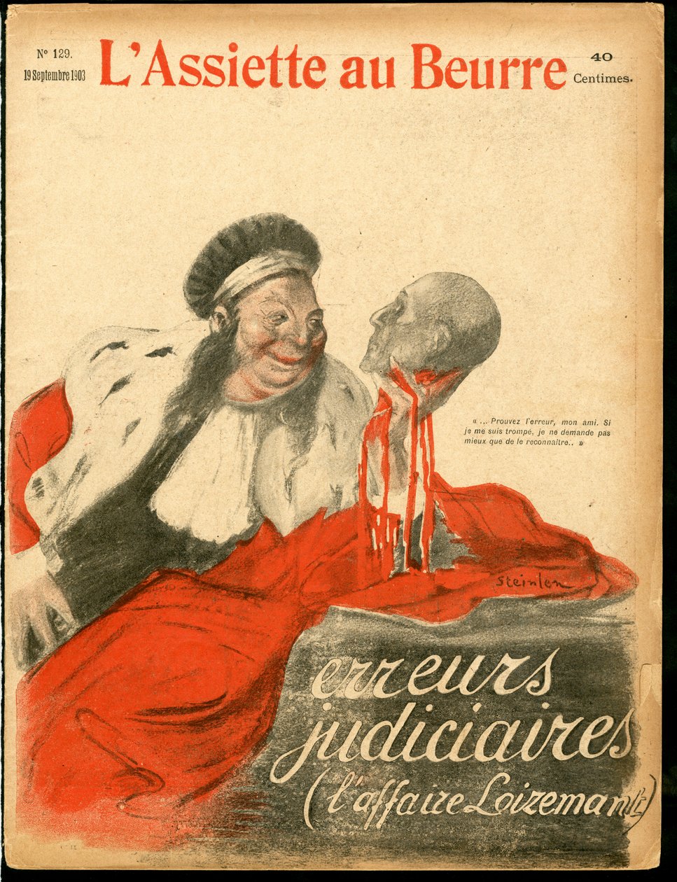 “L’Plate au beurre””, 129 numara, Renklerde Hicivli Kapak by Théophile Alexandre Steinlen