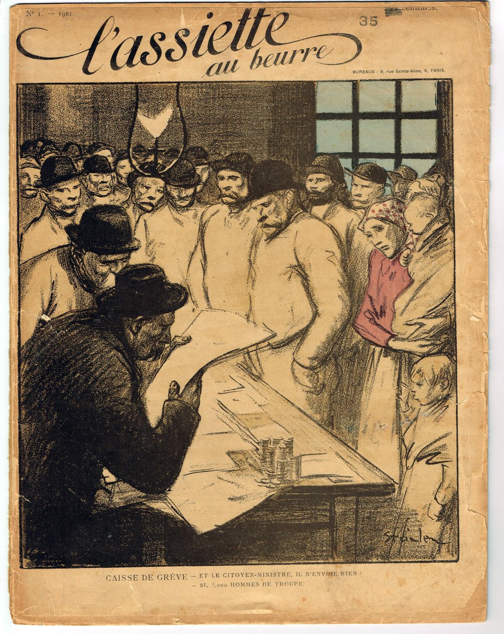 “Tereyağı Tabağı” 1 Numaralı, Renkli Hicivli Kapak by Théophile Alexandre Steinlen