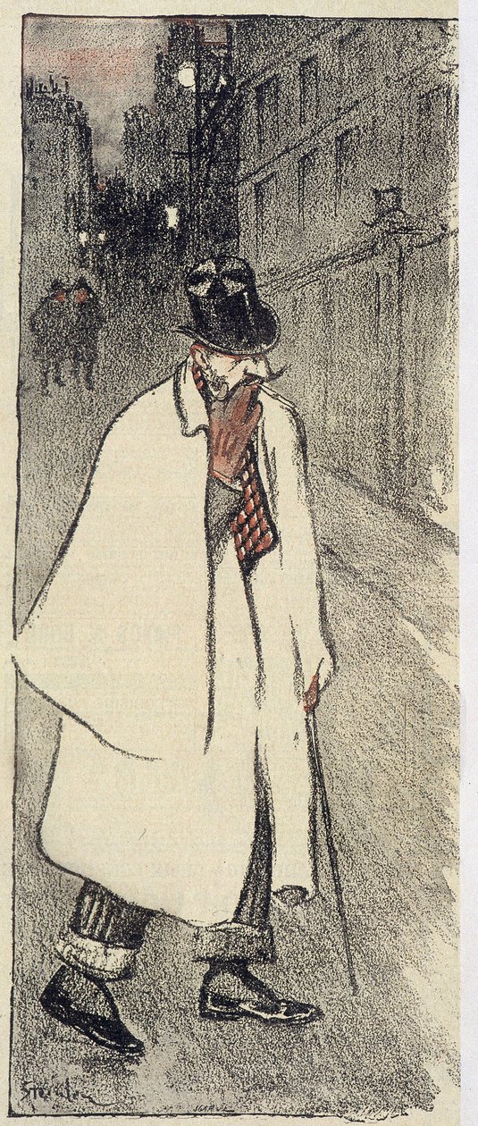 Tepedeki adam ve sokakta yürüyen palto - Kasım 1894 tarihli “Gil Blas” filminde by Théophile Alexandre Steinlen