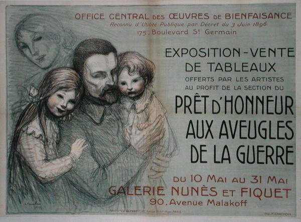 Kör askerlere yardım için sanat satışının reklamını yapan poster by Théophile Alexandre Steinlen