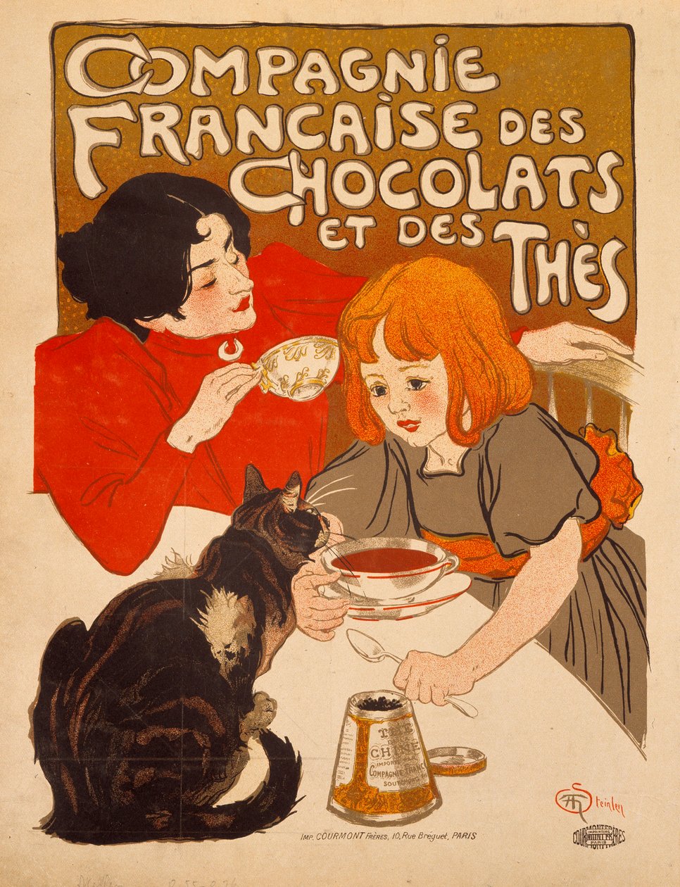 Theophile Alexandre Steinlen (1859-1923), yaklaşık 1898, Bibliotheque des Arts Decoratifs, Paris “Compagnie francaise des Chocolats et des Thes” için afiş reklamı - Compagnie Francaise des Chocolats et des Thes (Fransız Compa) için afiş reklamı by Théophile Alexandre Steinlen