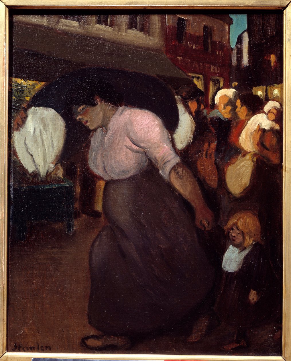 Çamaşır makinesi. Theophile Alexandre Steinlen (1859 - 1923), 20. yüzyıl tablosu. Tuval üzerine yağlıboya. Vernon, Musee Poulain by Théophile Alexandre Steinlen