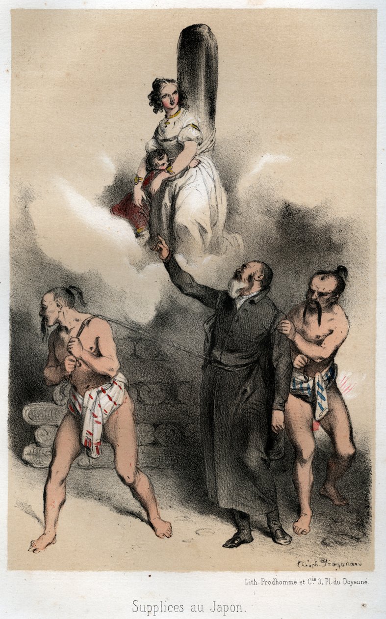 Sebastien Kimura kazığına doğru yürüyor, 1845 by Theophile Evariste Fragonard