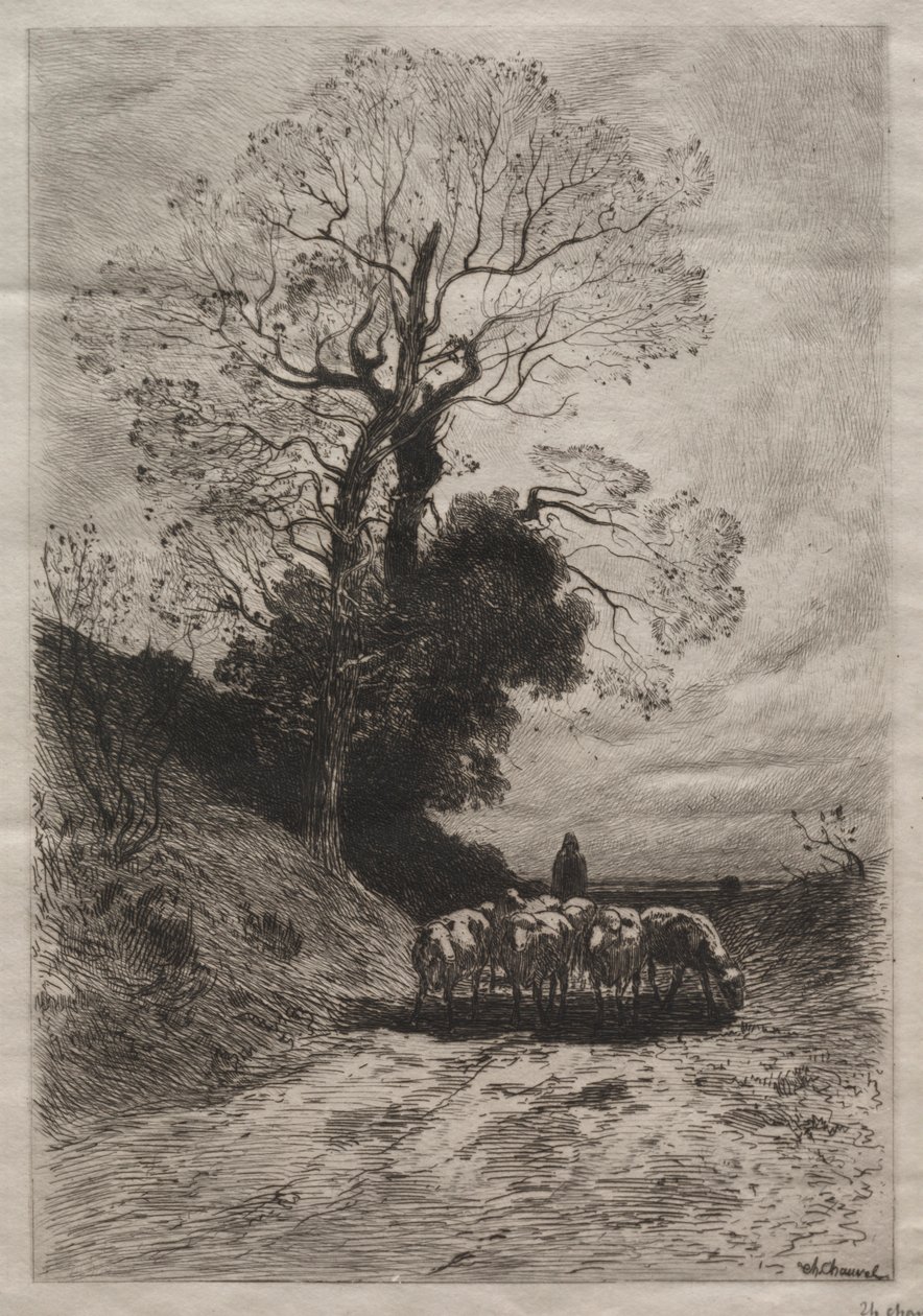 Sürünün dönüşü, c. 1870. by Theophile Narcisse Chauvel